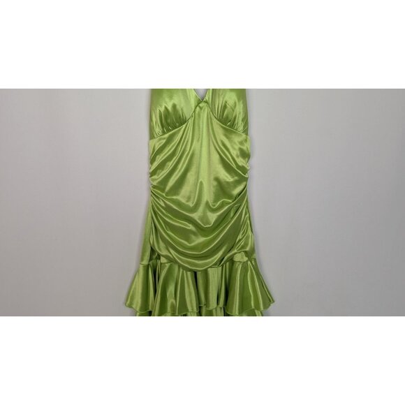 Vintage Y2K 90s City Triangles M Halter Mini Dress Draped Layered Ruched Event - Picture 4 of 12